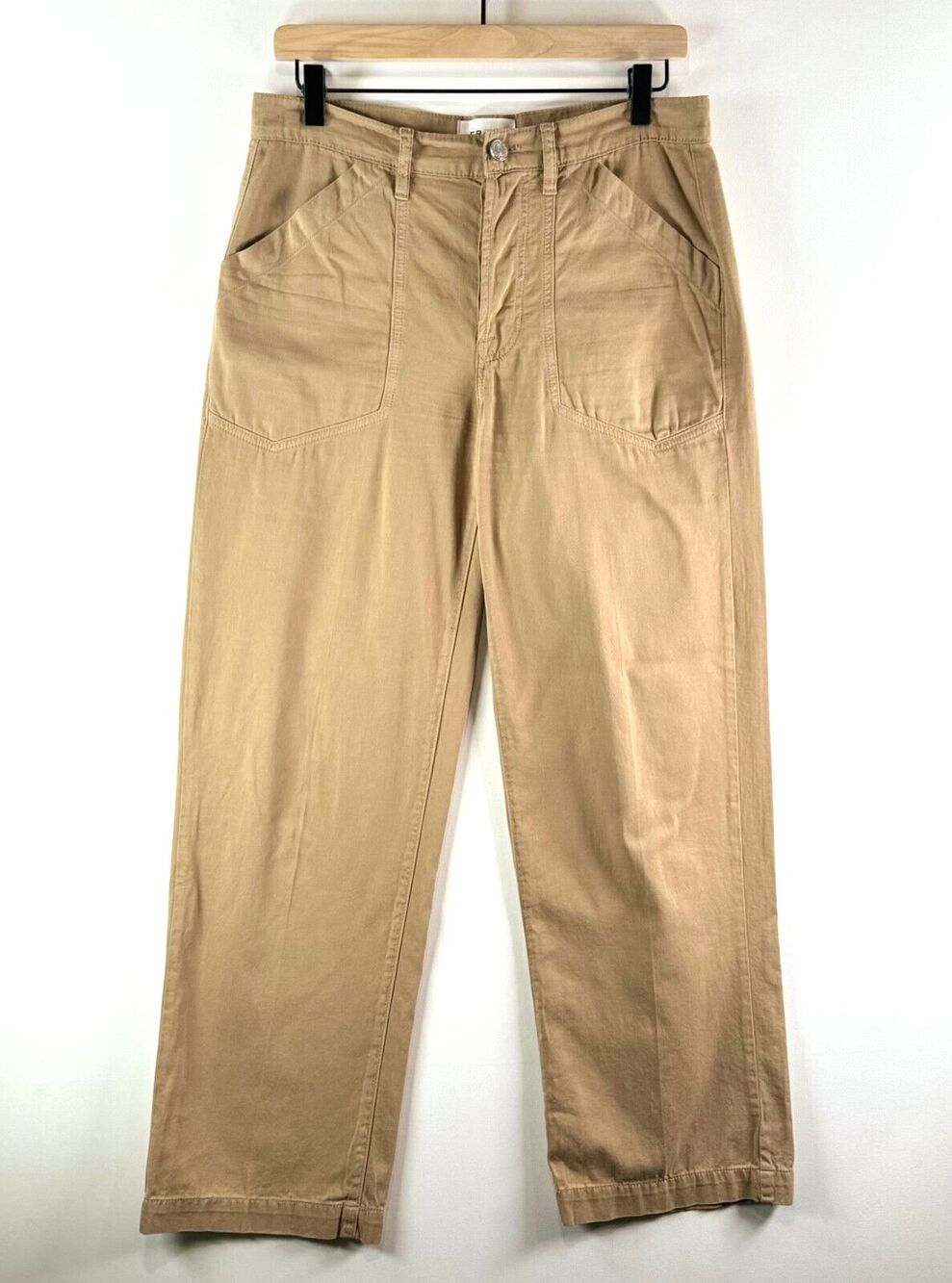 FRAME Women Pants Khaki Utility Baggy Relaxed Fit Straight Leg High Rise Size 27